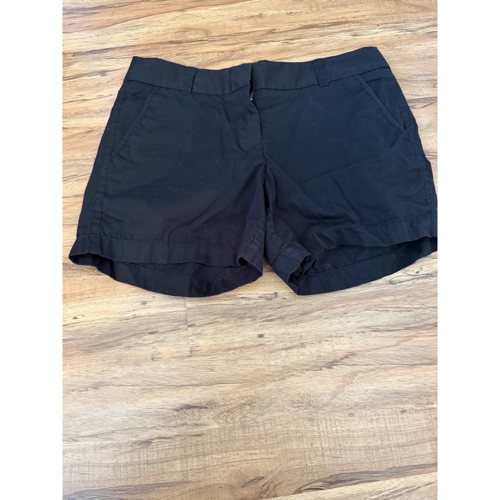 J.Crew Women's Black Chino Shorts Size 4 Flat Front Preppy Classic Summer 4"